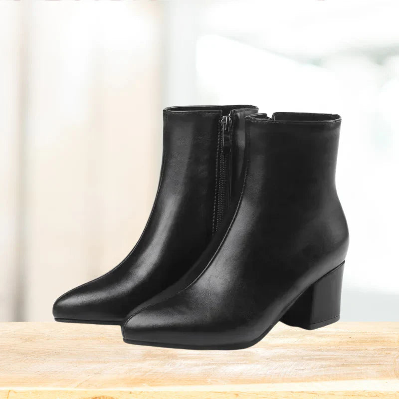 Women's Metallic Side Zip Ankle Boots | Block Heel