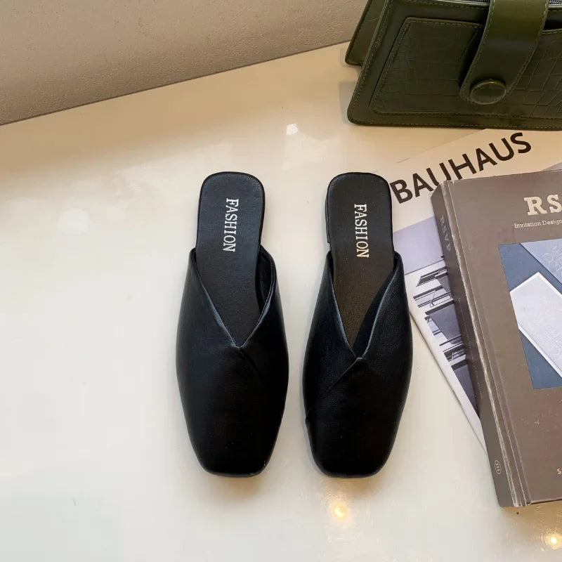 Women's Mules Square Toe Slip On Flat | Work