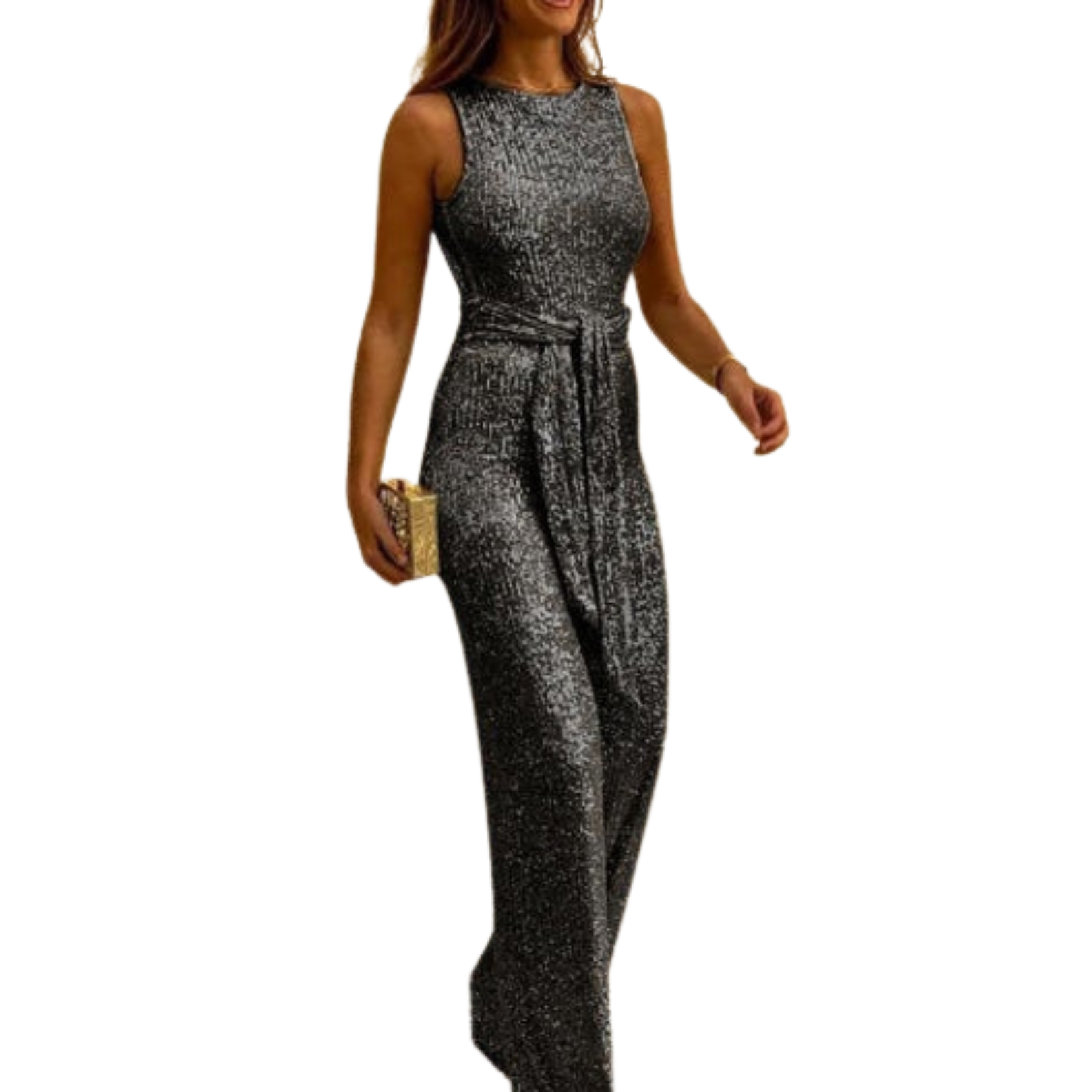 Women's New Years Eve Outfit Sequin Wide Leg Jumpsuit | Party