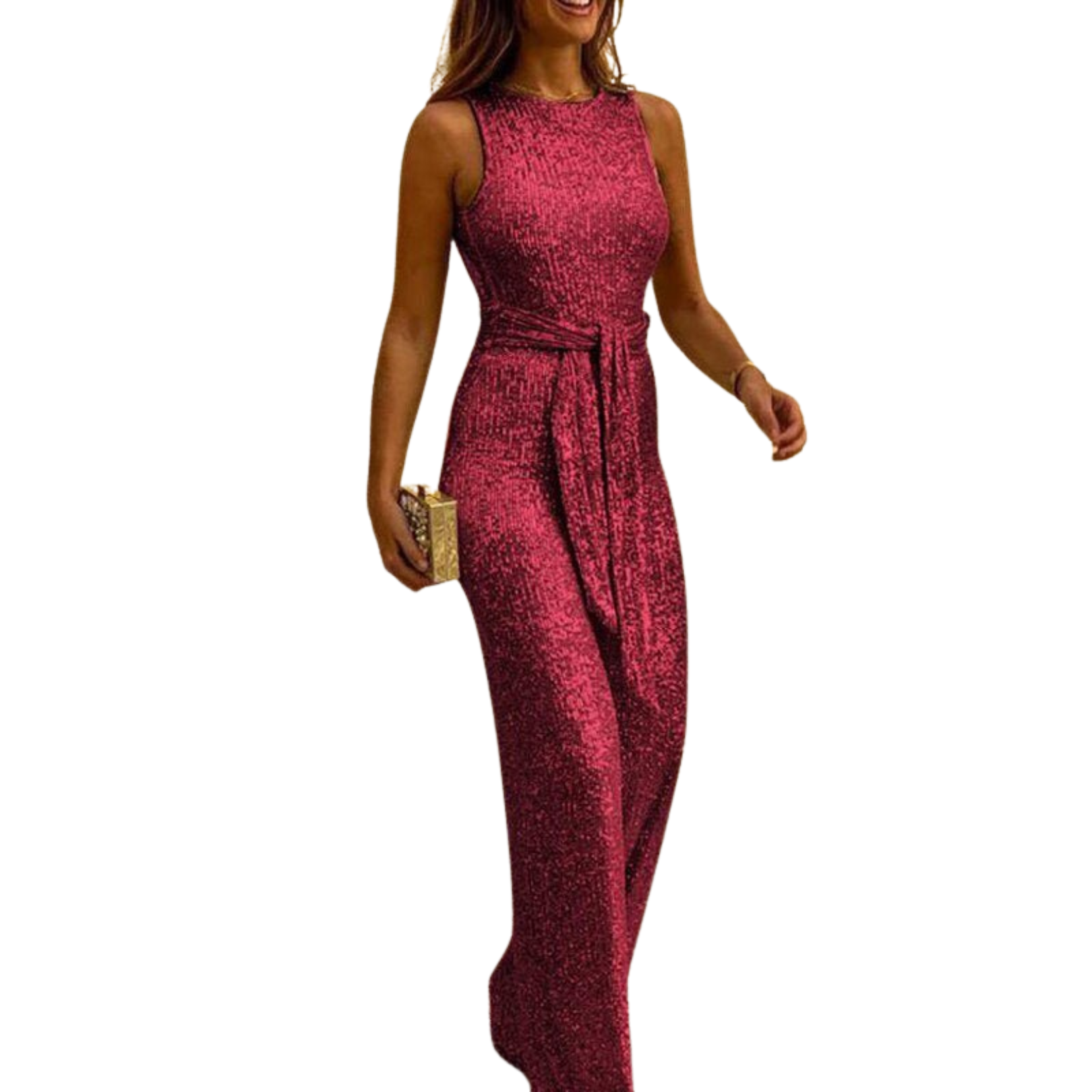 Women's New Years Eve Outfit Sequin Wide Leg Jumpsuit | Party