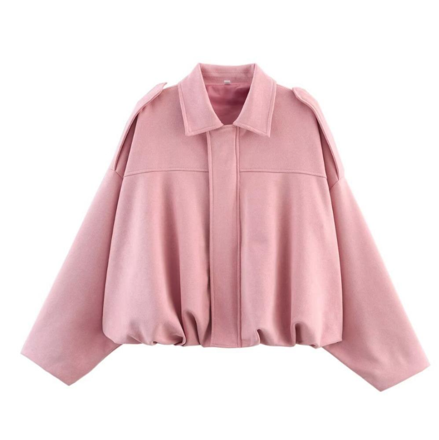 Women's Oversized Cropped Suede Jacket | Textured