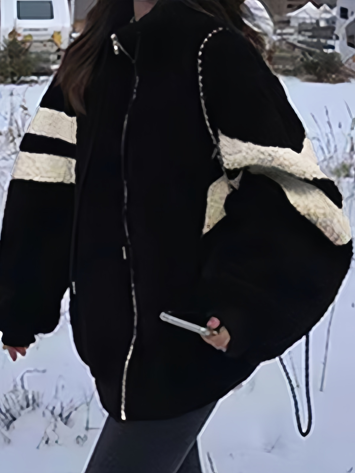 Women's Oversized Fleece Jacket with Zip | Winter