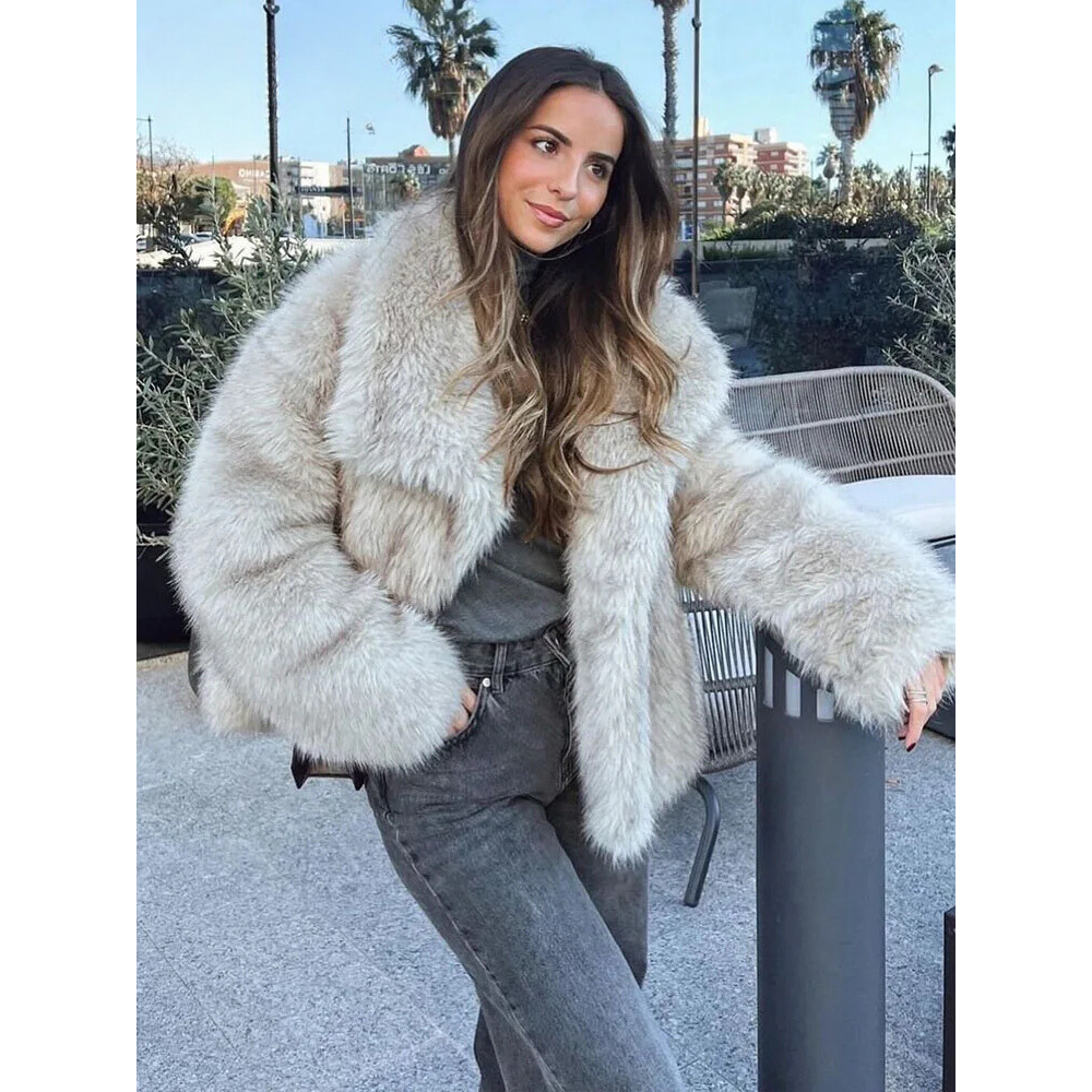 Women's Oversized Fur Coat Long Sleeve | Winter Jacket