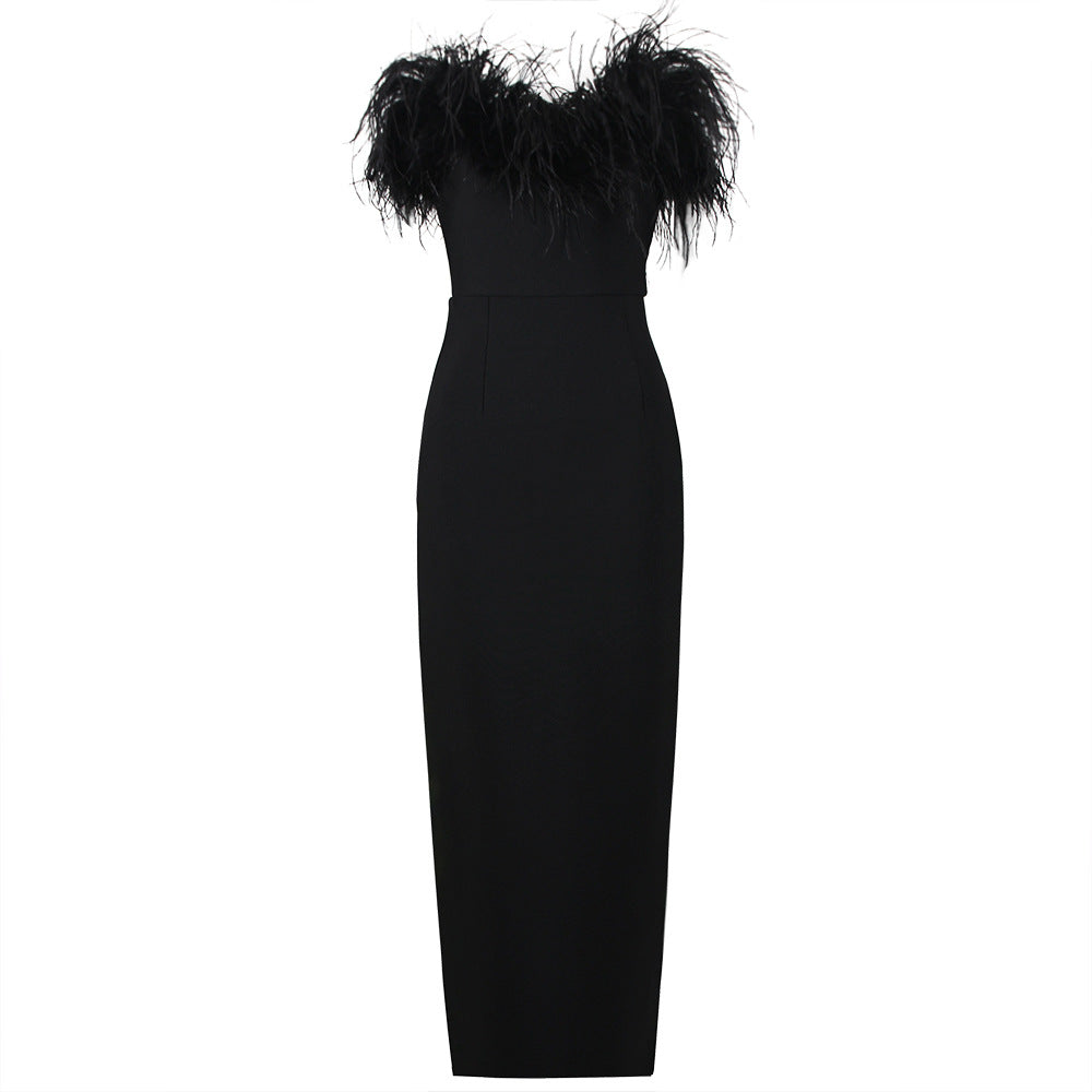 Women's Party Dress Off Shoulder Feather Trim | Glamour