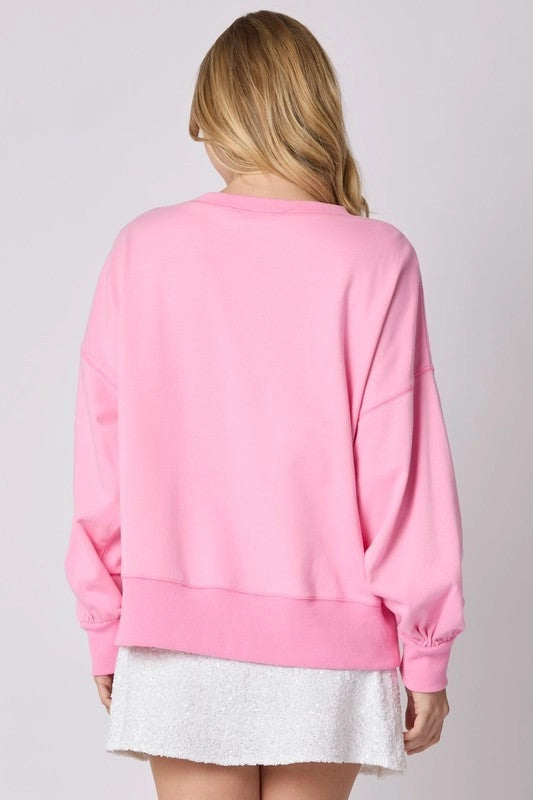 Women's Pink Christmas Jumper Bow Detail | Festive