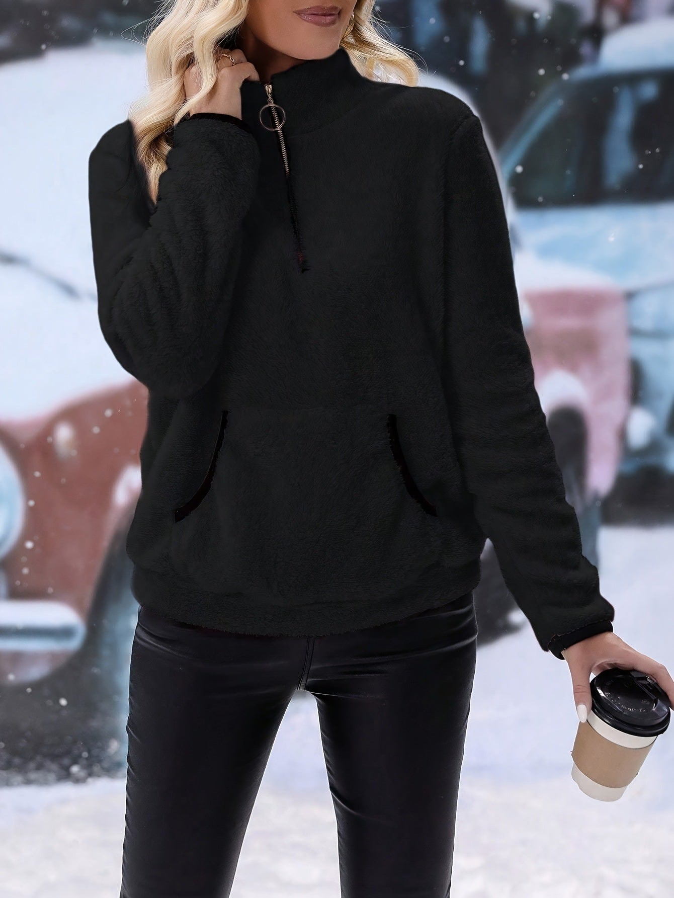 Women's Plush Half Zip Jumper | Fluffy