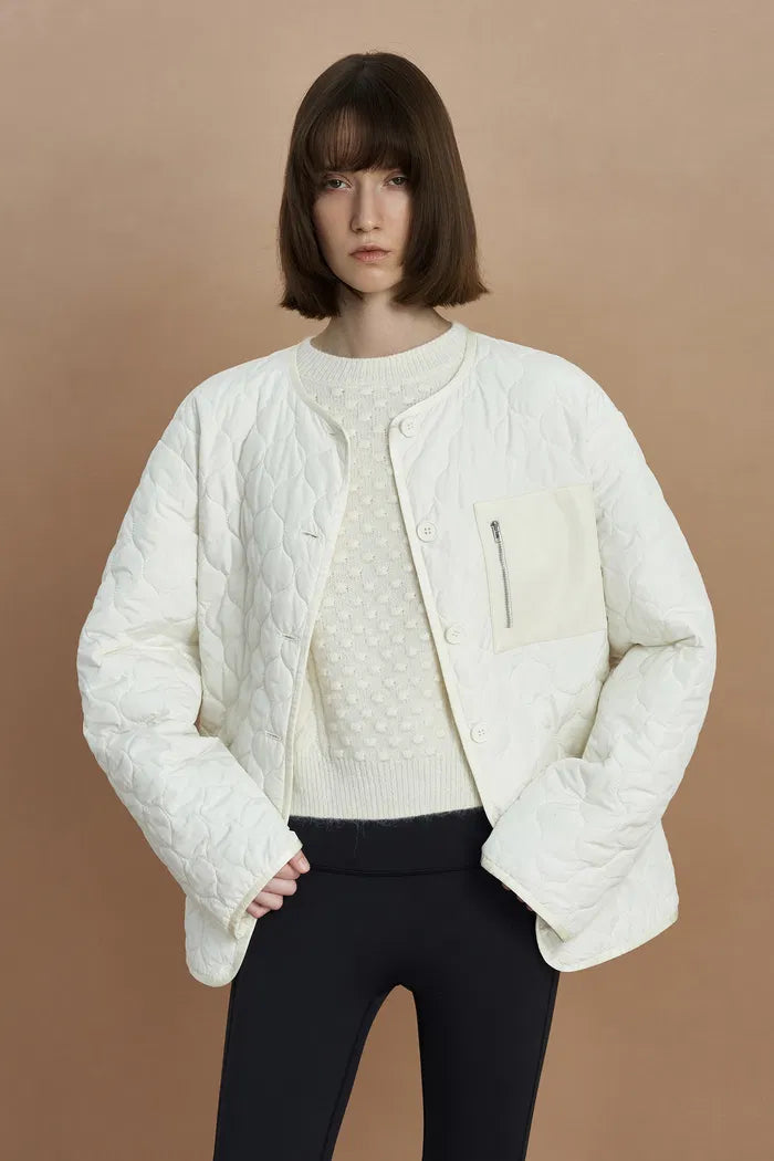 Women's Quilted Jacket With Zip Chest Pocket | Button-Up