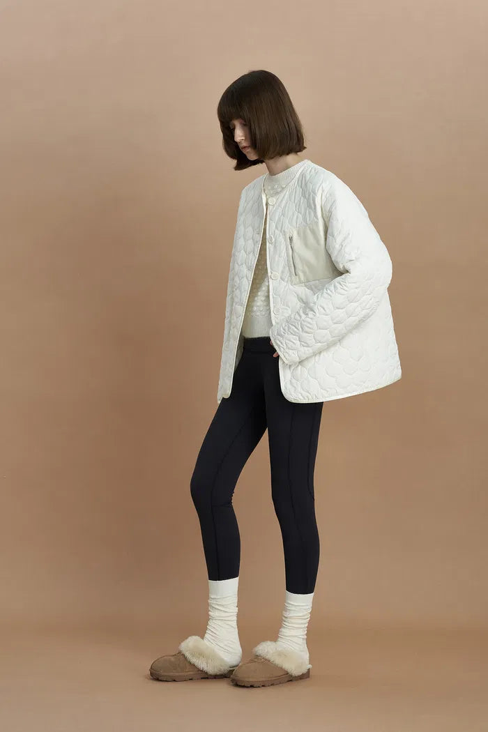 Women's Quilted Jacket With Zip Chest Pocket | Button-Up