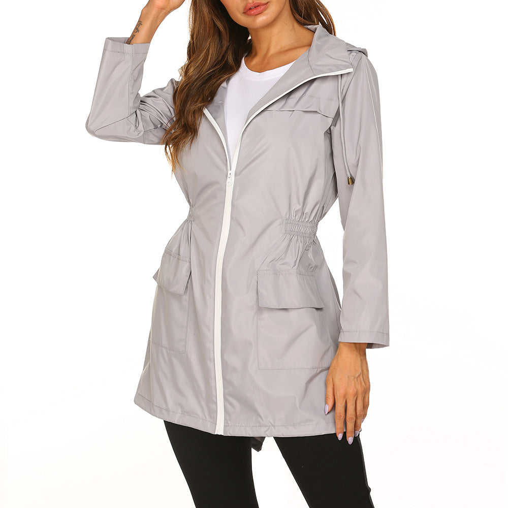 Women's Rain Jacket With Hooded Pockets | Long