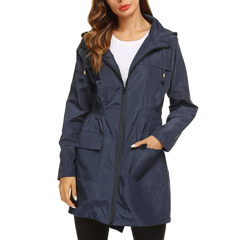 Women's Rain Jacket With Hooded Pockets | Long