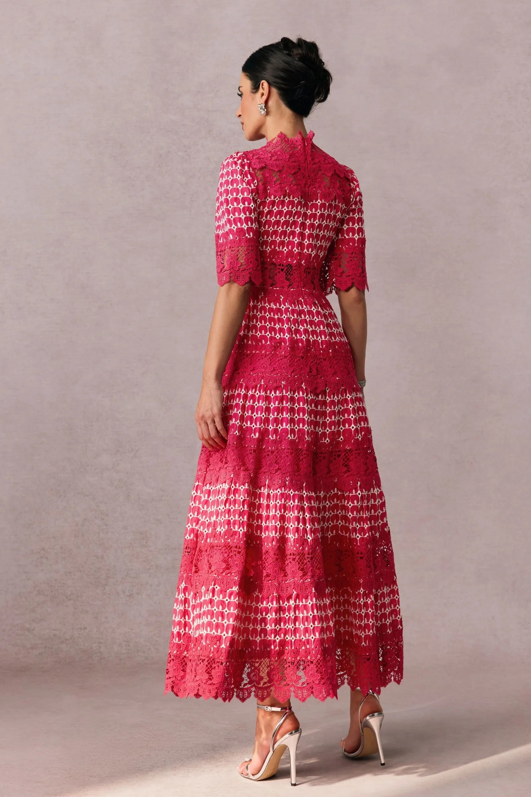 Women's Red Lace Dress Elegant Maxi | Wedding Guest