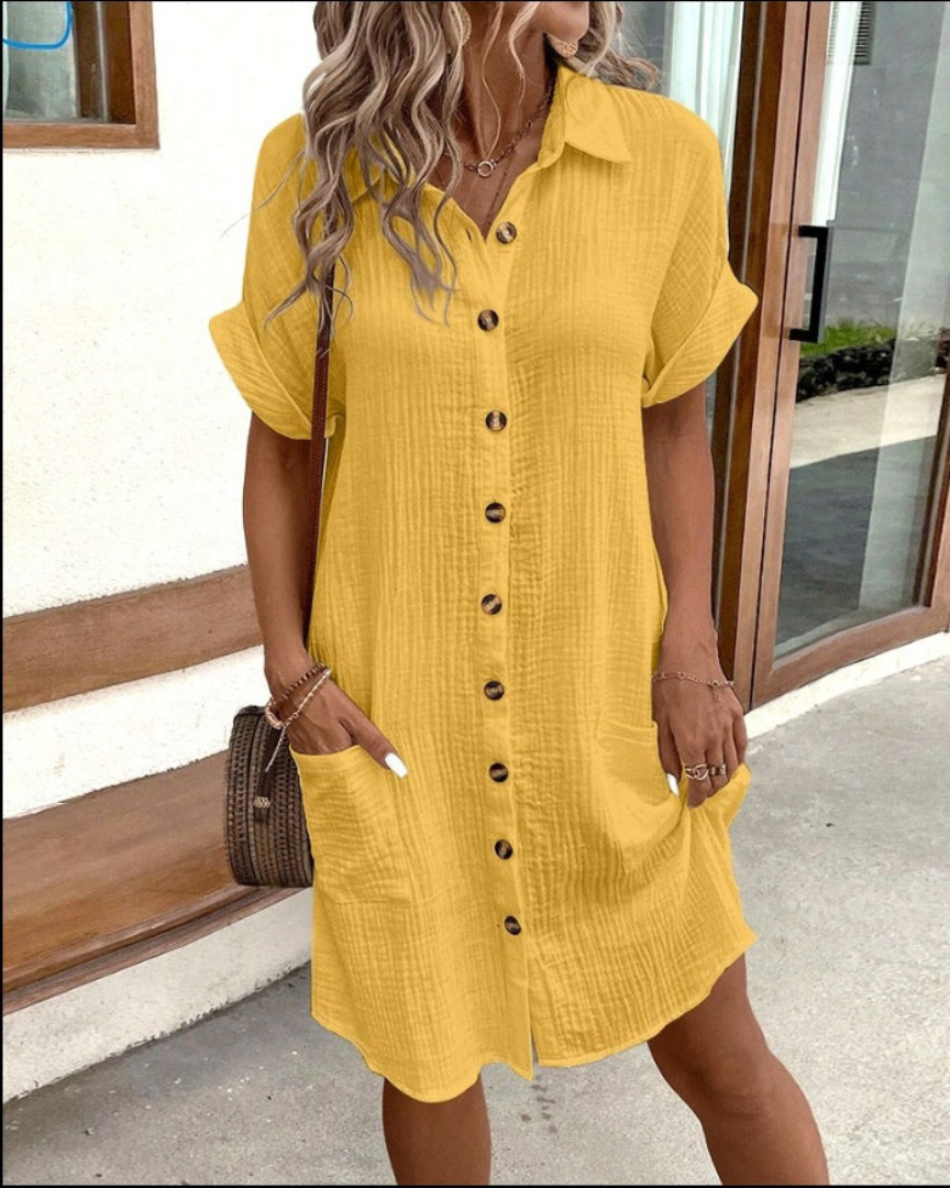 Women's Shirt Dress Button Front Pockets | Casual
