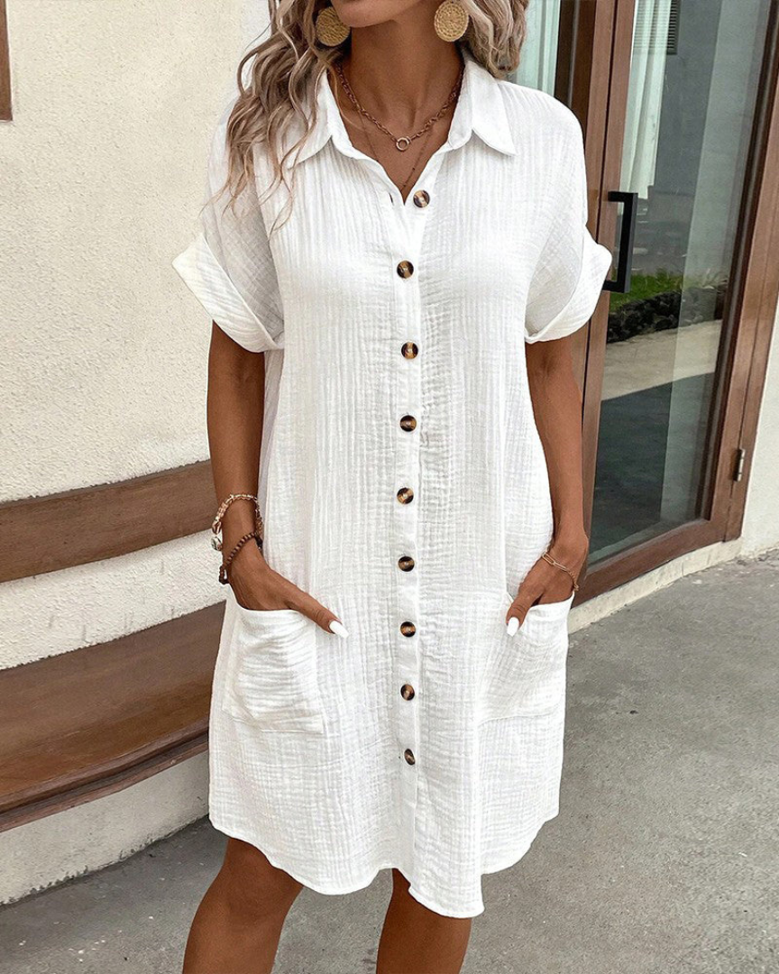 Women's Shirt Dress Button Front Pockets | Casual