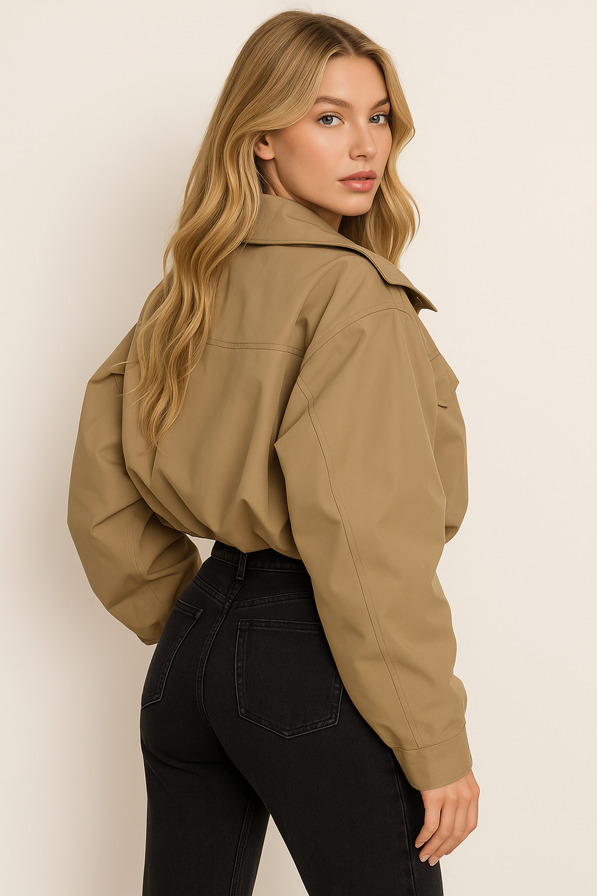 Women's Short Trench Coat Cropped Double Breasted | Lightweight