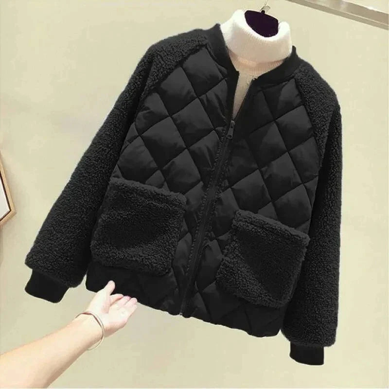 Women's Textured Sleeve Quilted Jacket | Zip Front