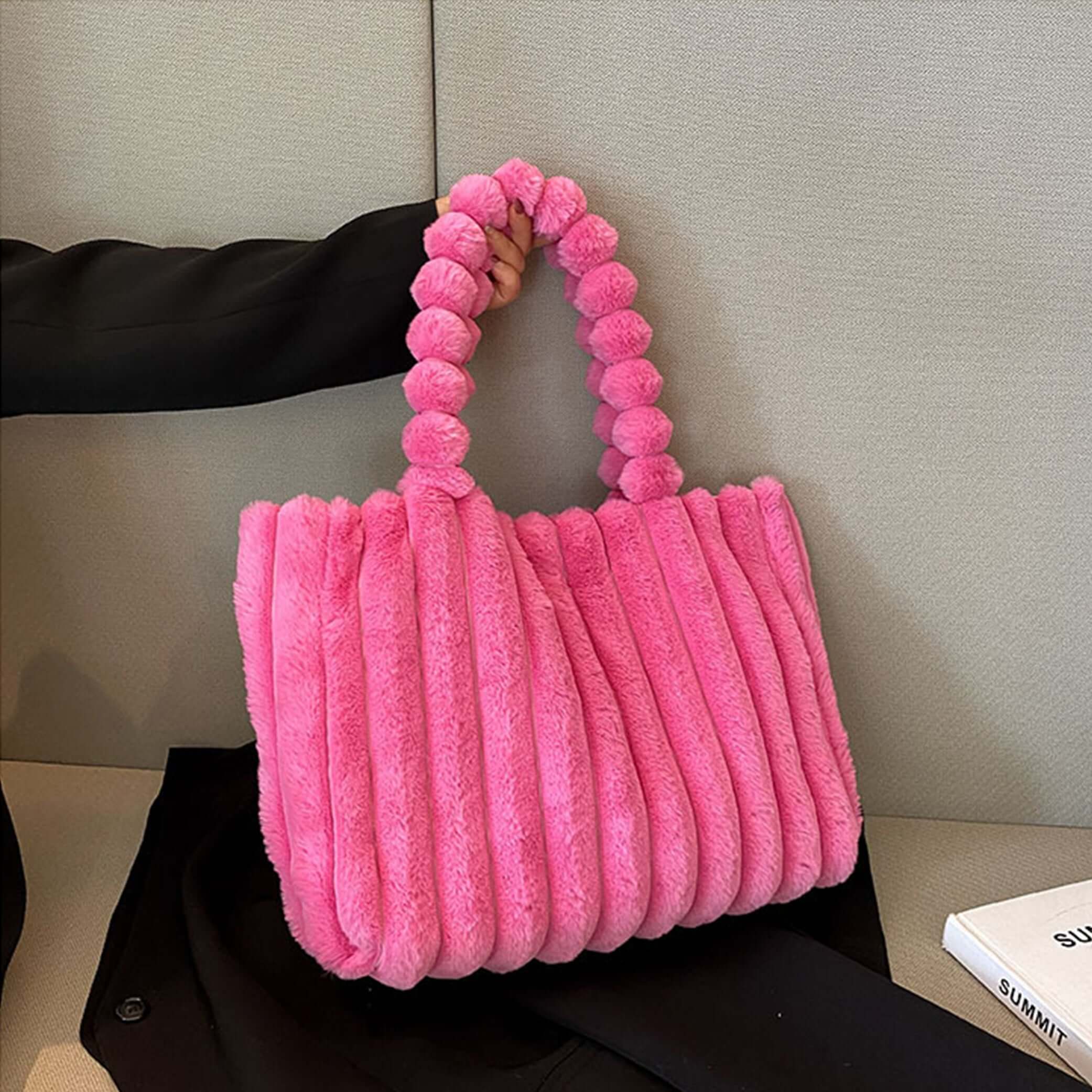 Women's Tote Bag Plush Pom-Pom Handles | Trendy