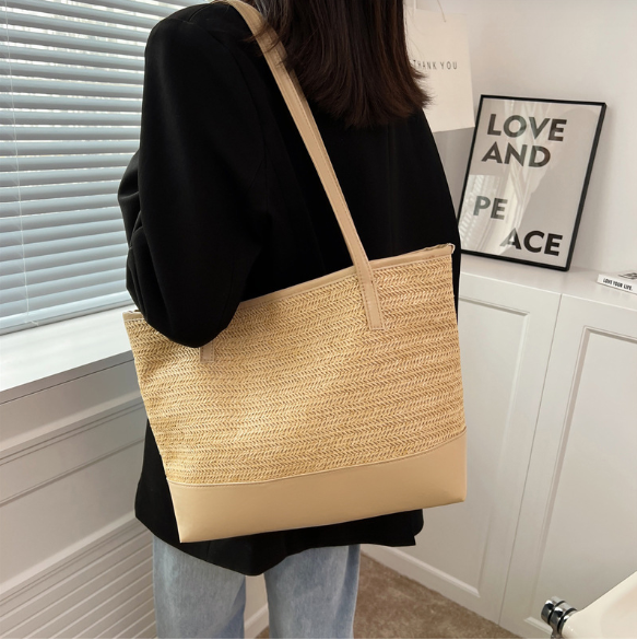 Women's Tote Bag with Woven Texture | Casual