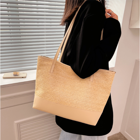 Women's Tote Bag with Woven Texture | Casual