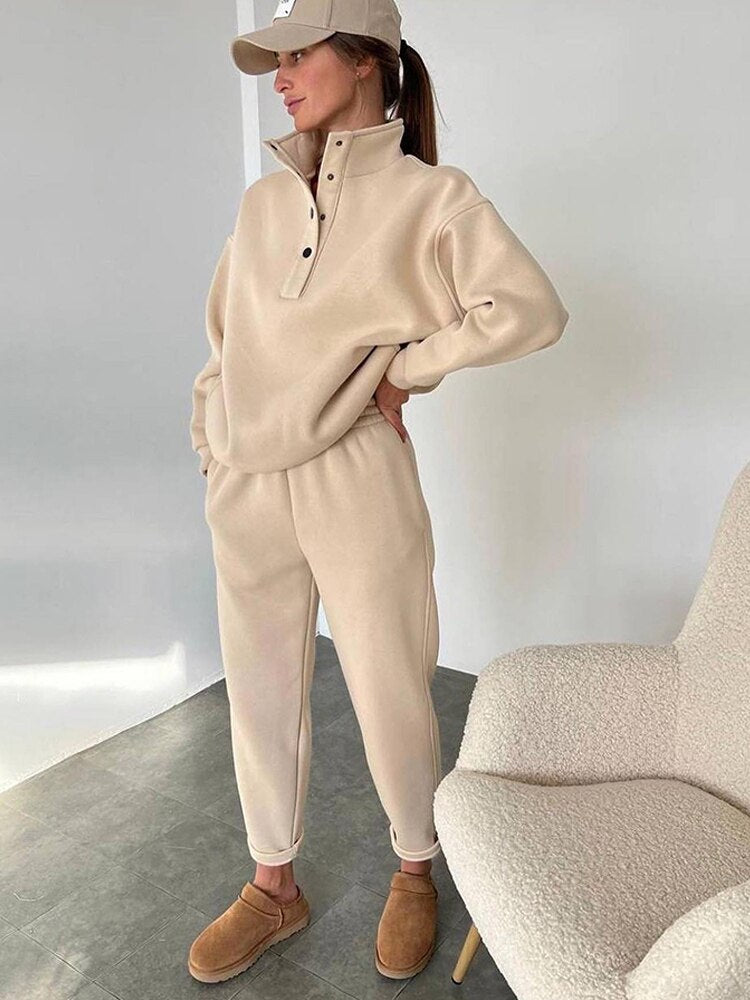 Women's Tracksuit Two Piece Button Collar | Co Ord