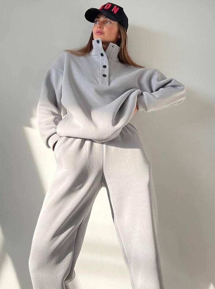 Women's Tracksuit Two Piece Button Collar | Co Ord