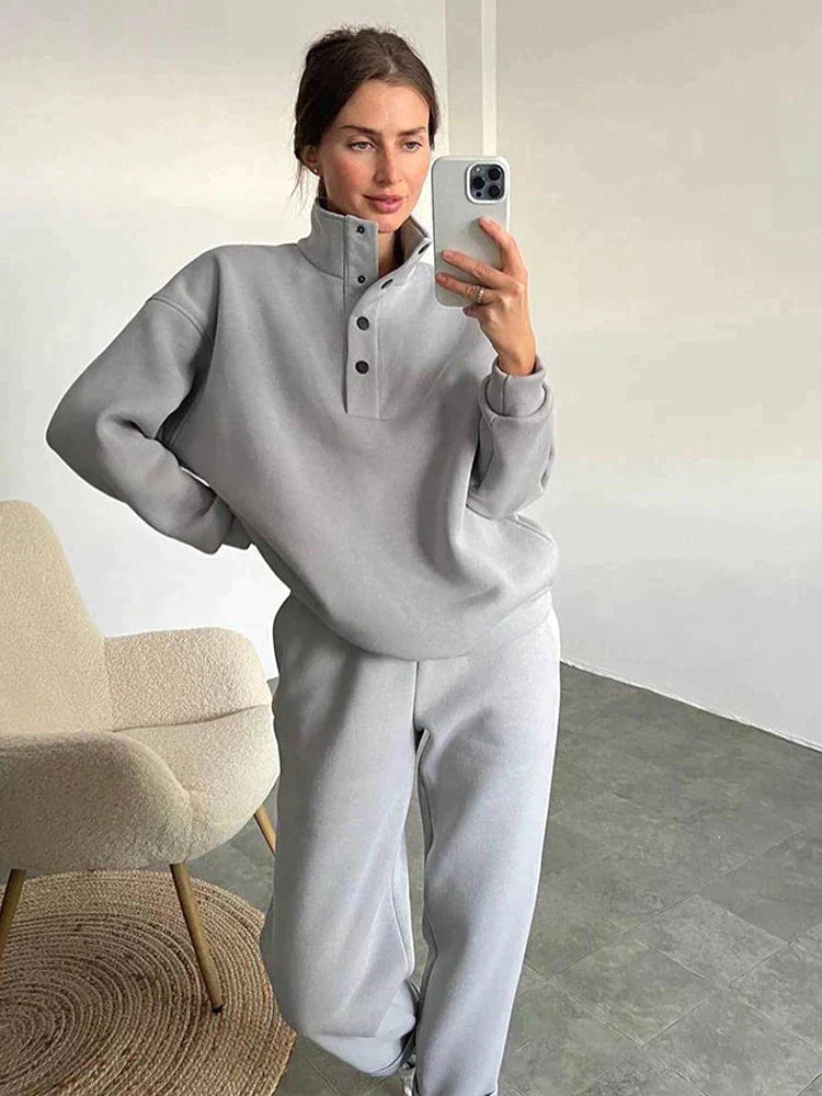 Women's Tracksuit Two Piece Button Collar | Co Ord
