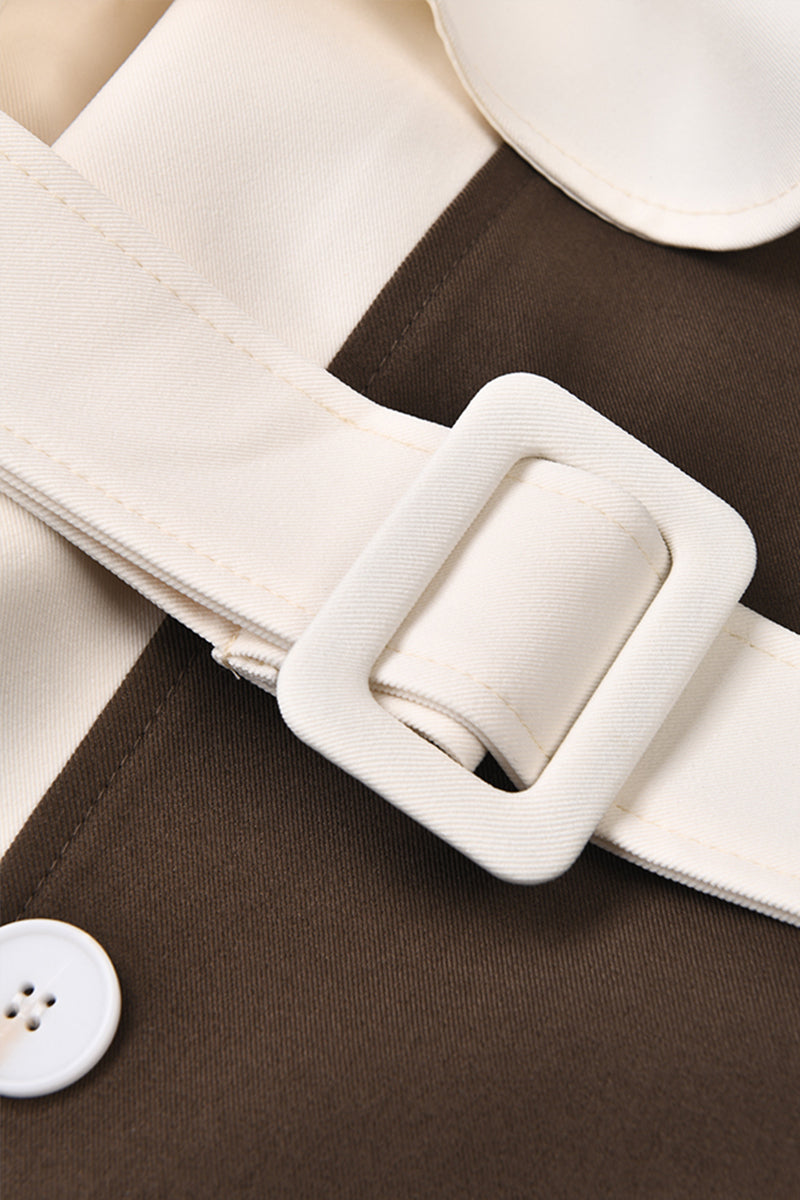 Women's Trench Coat Belted Colourblock Style | Longline