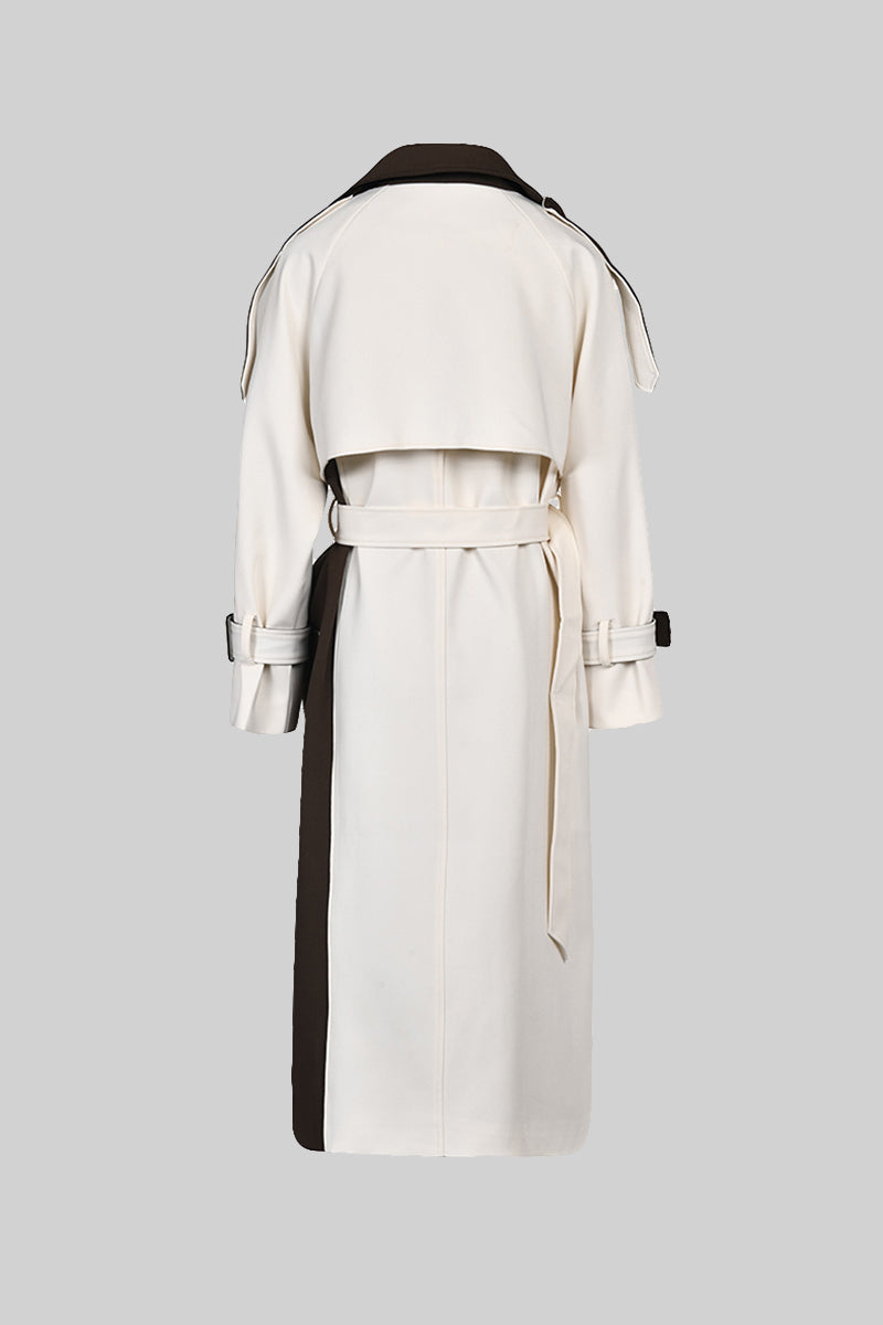 Women's Trench Coat Belted Colourblock Style | Longline