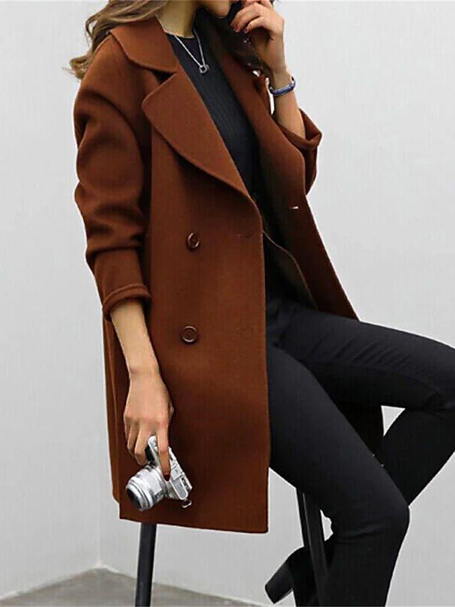 Women's Trench Coat Long Double-Breasted | Winter