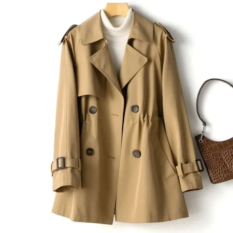 Women's Trench Coat With Shoulder Tabs | Double-Breasted