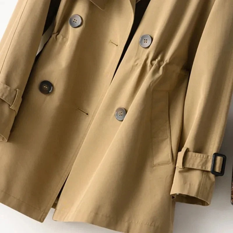 Women's Trench Coat With Shoulder Tabs | Double-Breasted
