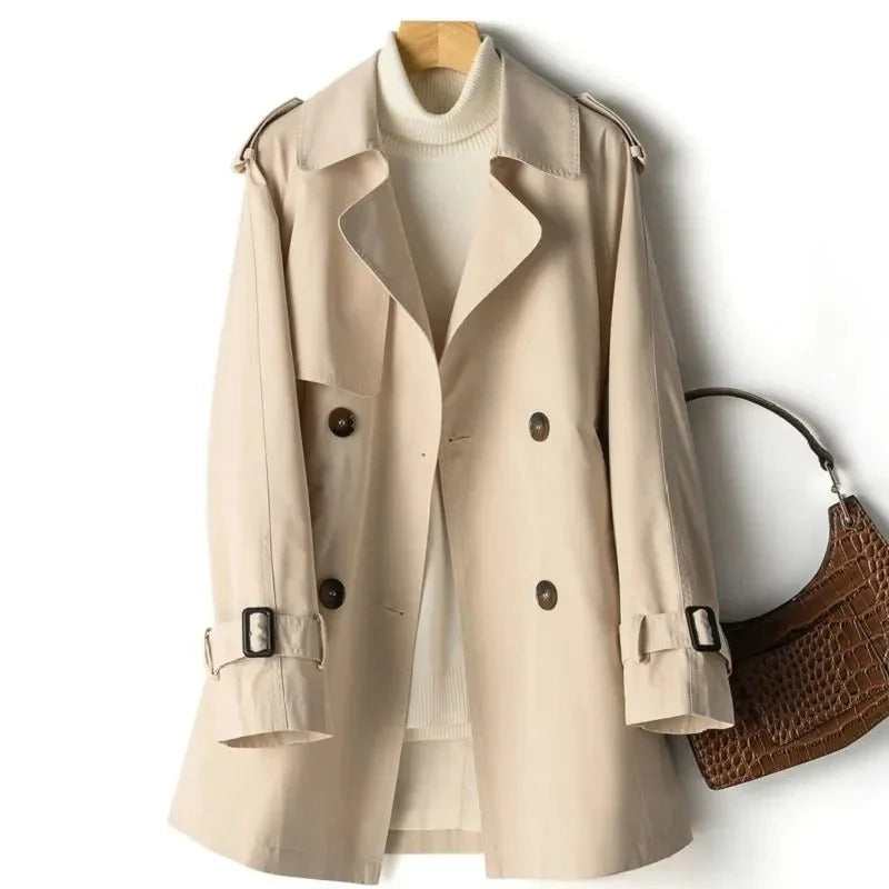 Women's Trench Coat With Shoulder Tabs | Double-Breasted
