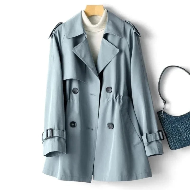 Women's Trench Coat With Shoulder Tabs | Double-Breasted