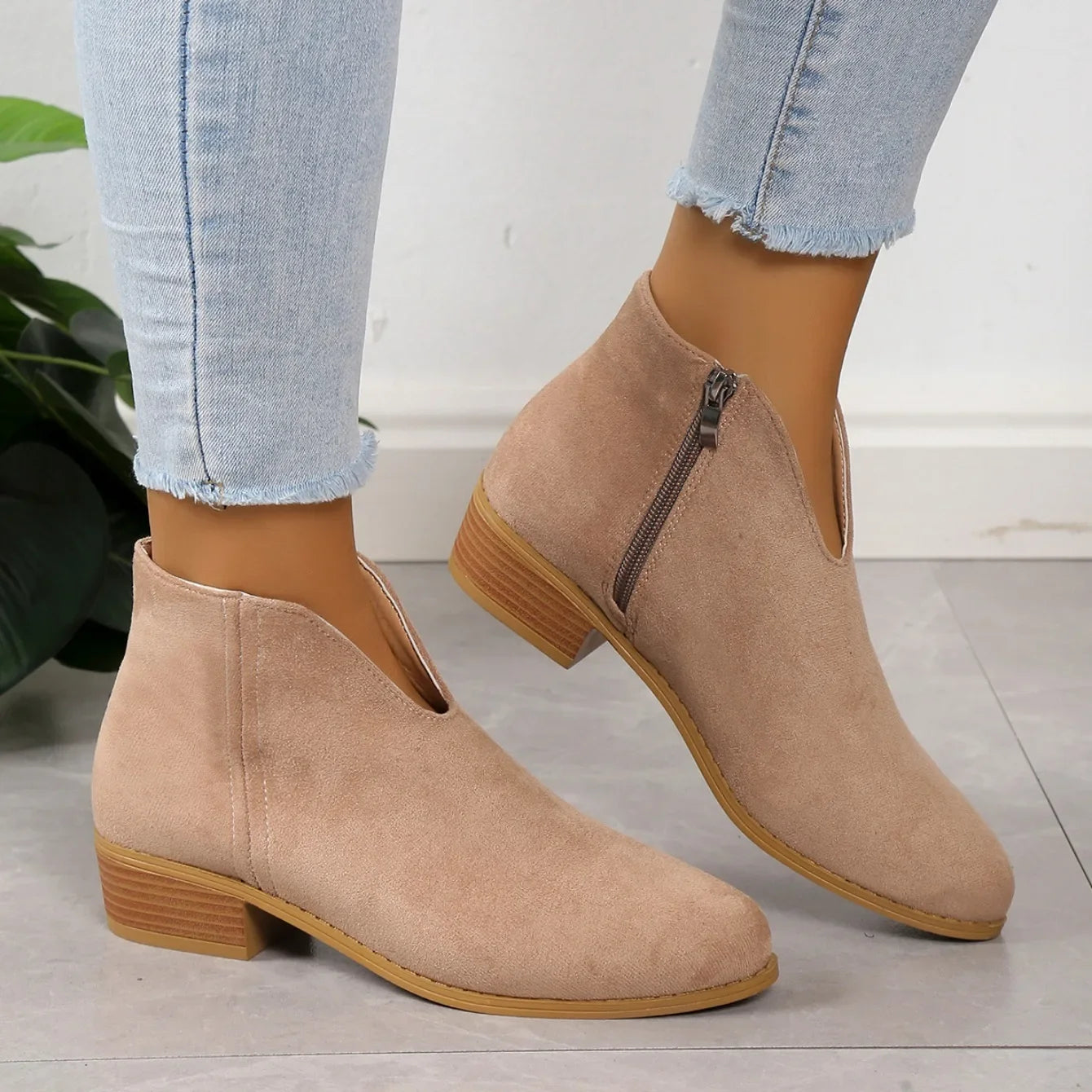 Women's V Cut Front And Side Zip Ankle Boots | Classic
