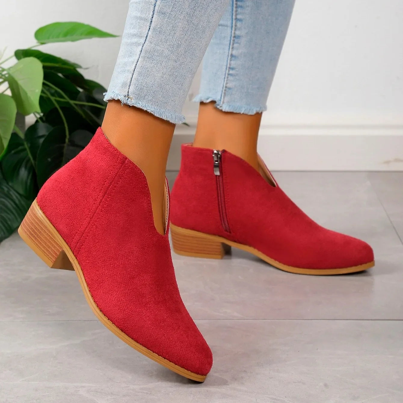 Women's V Cut Front And Side Zip Ankle Boots | Classic