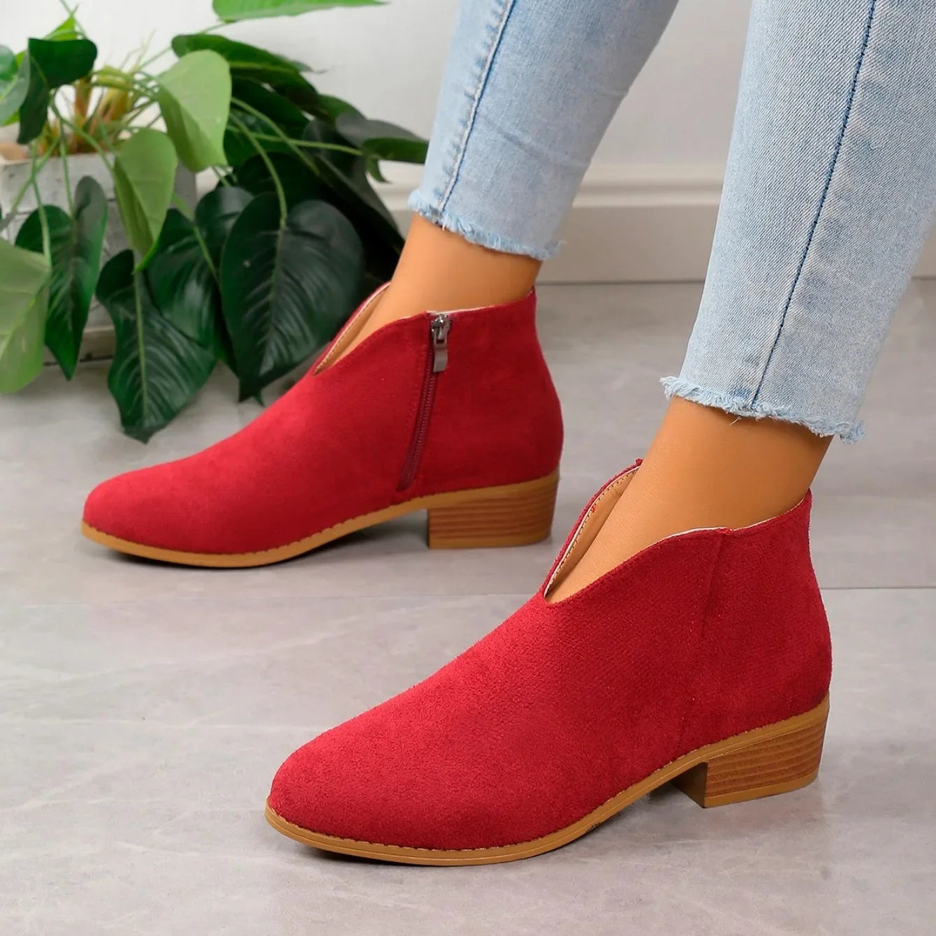 Women's V Cut Front And Side Zip Ankle Boots | Classic