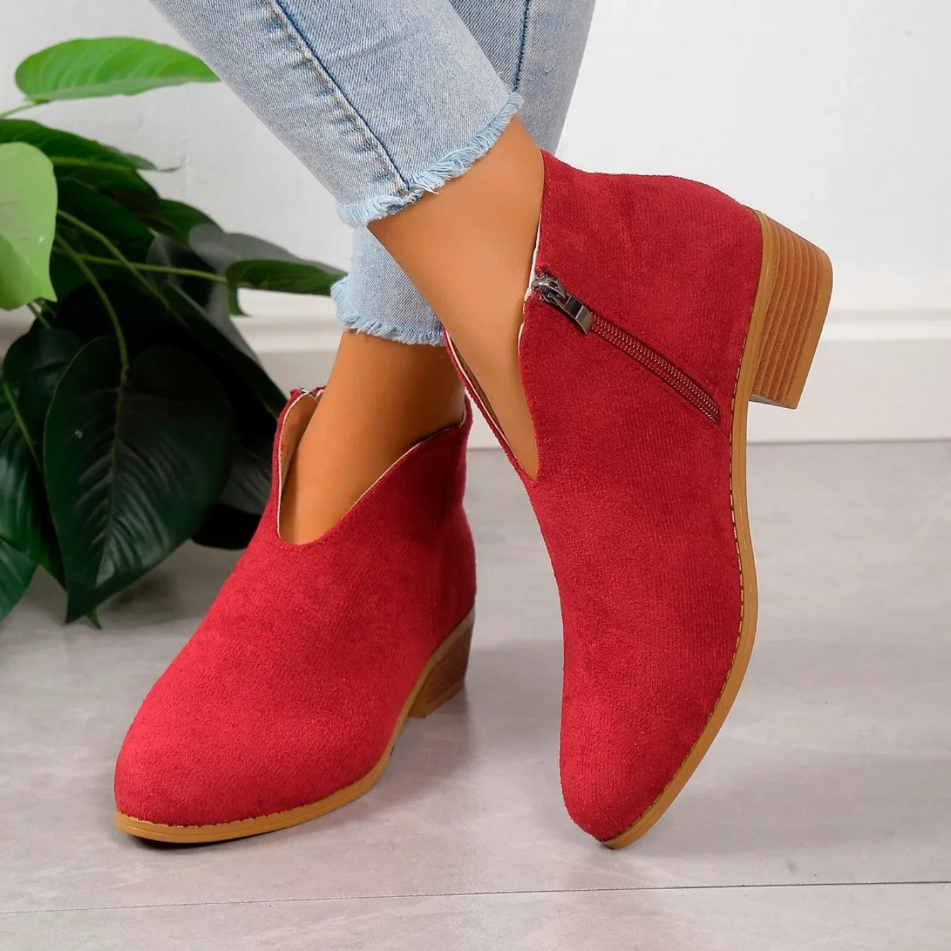 Women's V Cut Front And Side Zip Ankle Boots | Classic