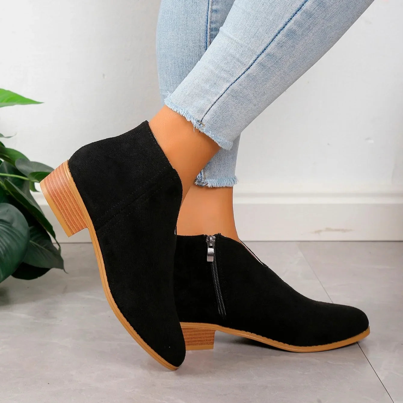 Women's V Cut Front And Side Zip Ankle Boots | Classic