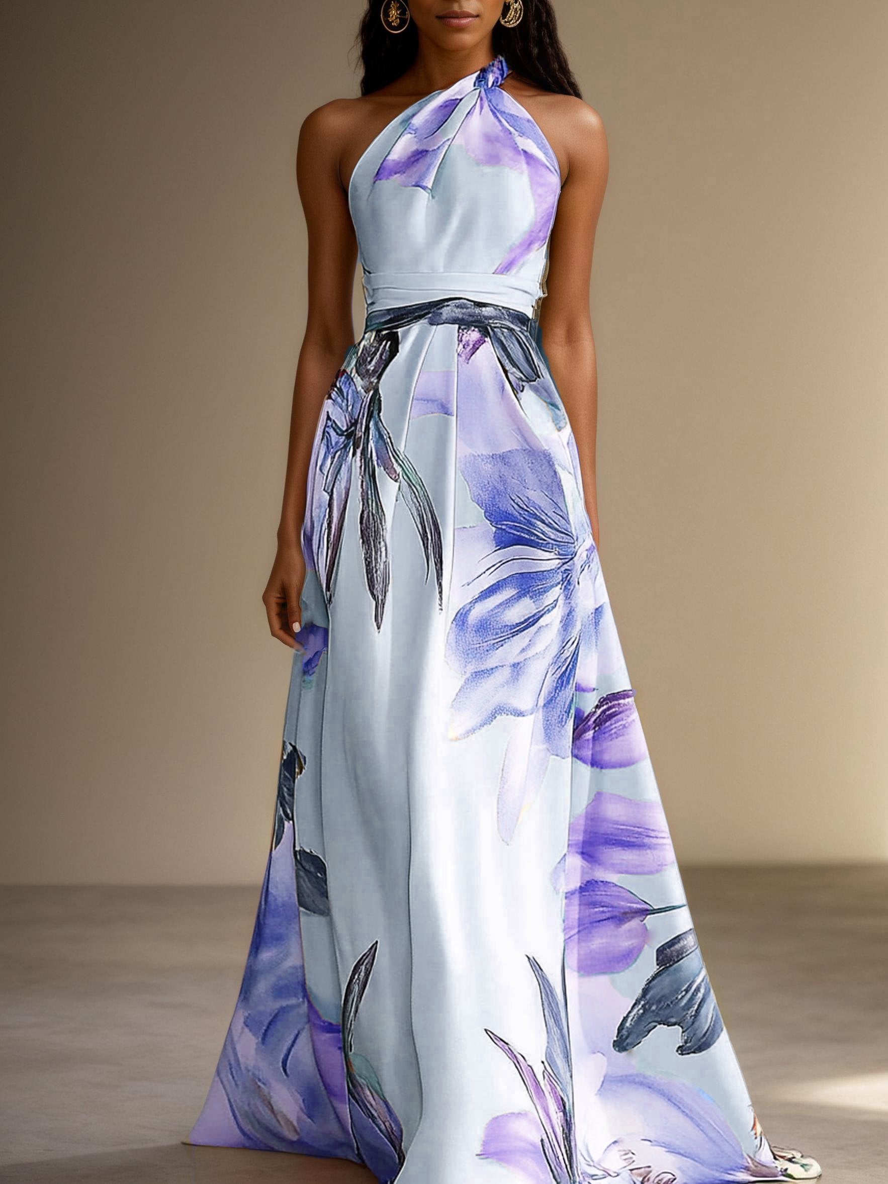 Women's Wedding Guest Dress Halterneck Floral | Maxi