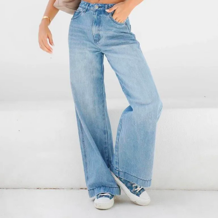 Women's Wide Leg Baggy Jeans with High Waist | Work