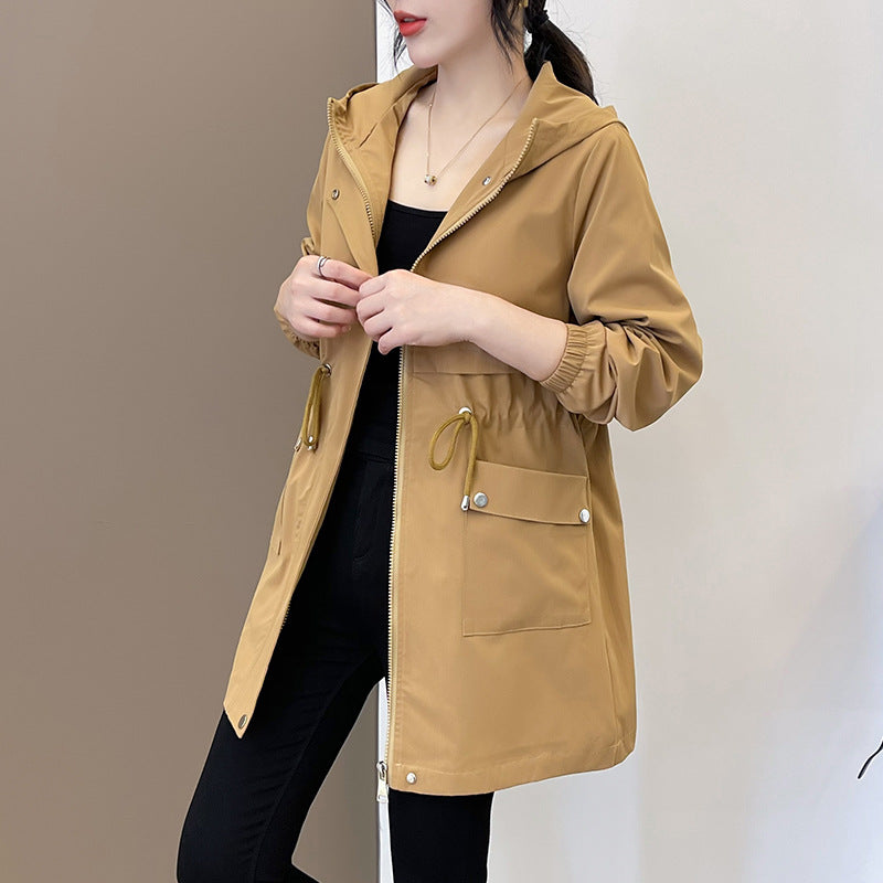 Women's Windbreaker Jacket Hooded Long | Casual