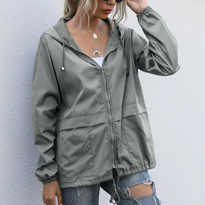 Women's Windbreaker Jacket Hooded Short | Casual