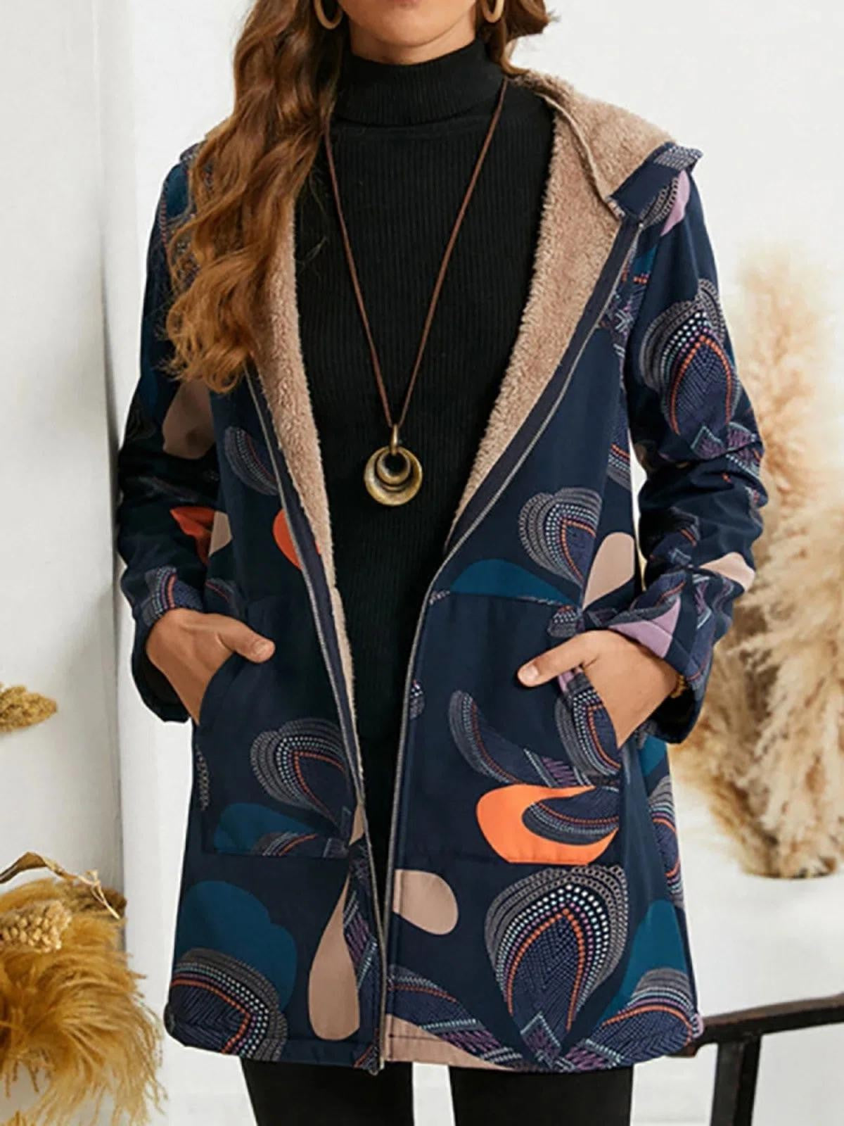Women's Winter Coat Hooded | Printed Pattern