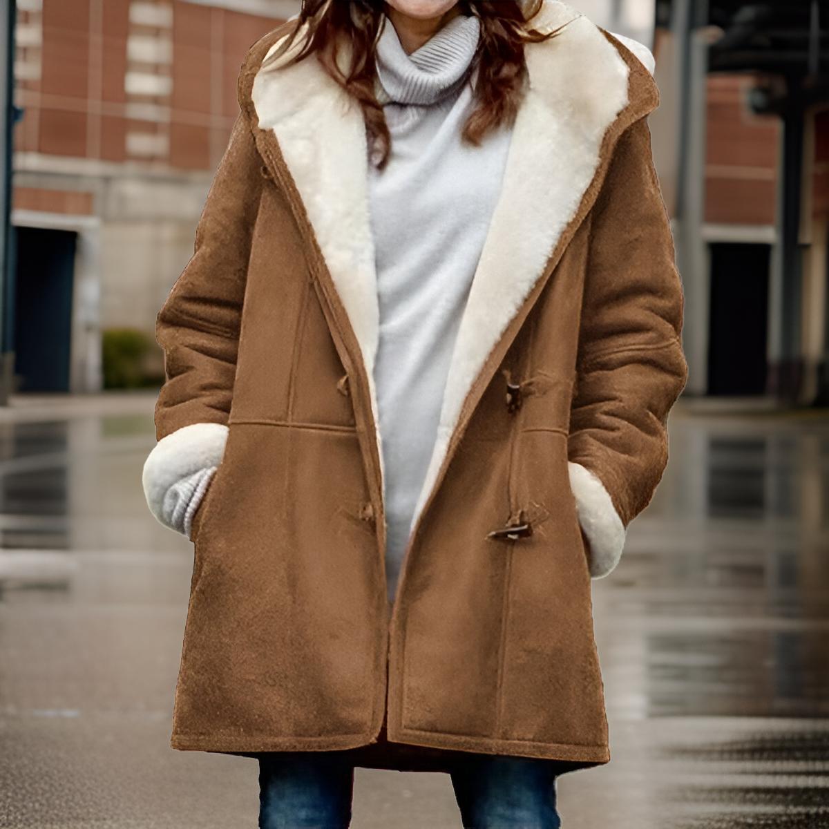 Women's Winter Coat With Hood & Toggle Buttons | Fluffy