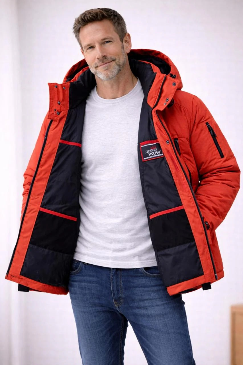 Warm Men's Puffer Jacket with Hood