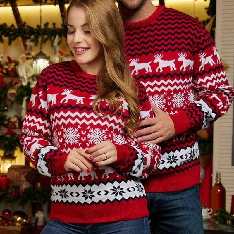 Couples Christmas Jumpers Reindeer Pattern | Matching Festive