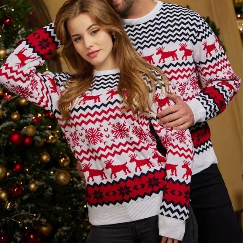 Couples Christmas Jumpers Reindeer Pattern | Matching Festive