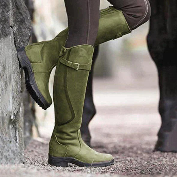 Durable Women's Knee High Boots With Buckle Detail