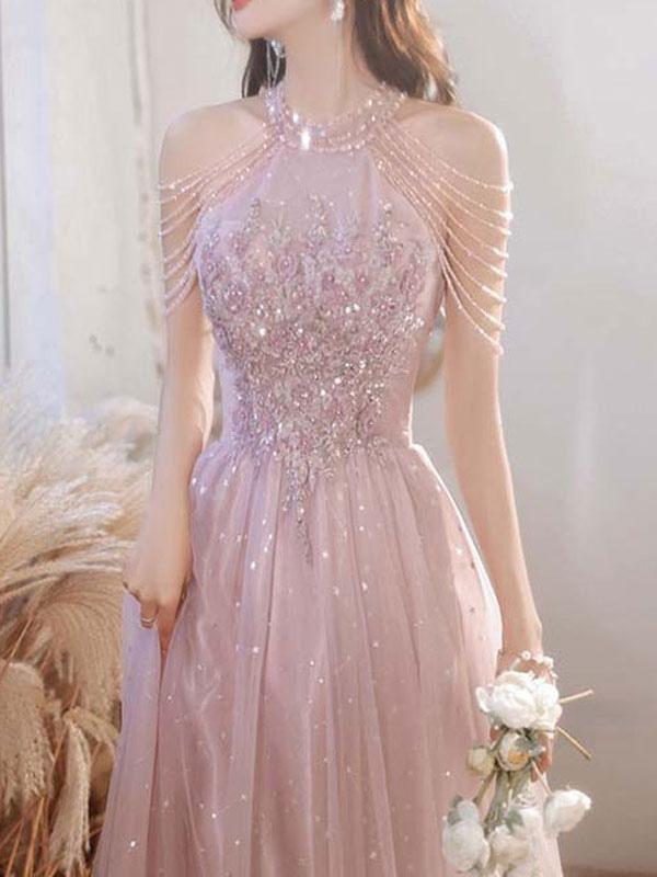 Elegant Women's Prom Dress With Beaded Bodice | Maxi Gown