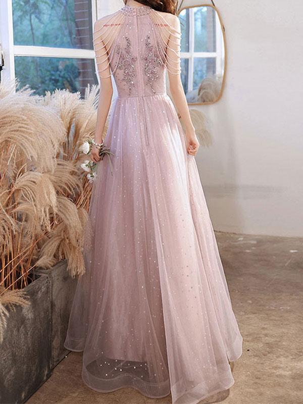 Elegant Women's Prom Dress With Beaded Bodice | Maxi Gown