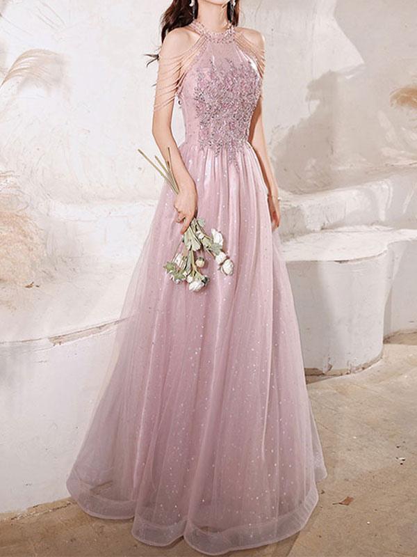 Elegant Women's Prom Dress With Beaded Bodice | Maxi Gown